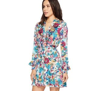 MOVING SALE Floral Print Godet Ruffle Details